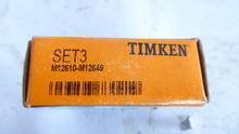 Load image into Gallery viewer, Set3 - Timken - Tapered Roller Bearing Cone & CupBore Diamete: 0.84inCone Width: 0.72inCage Material: SteelBearing Material: Chrome SteelOutside Diameter: 1.96inCup Width: 0.55inSingle, Non-Flanged Cup