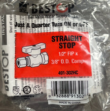 Load image into Gallery viewer, Mueller 401-302HC Straight Stop Valve 1/2" FIP x 3/8" O.D. Comp
