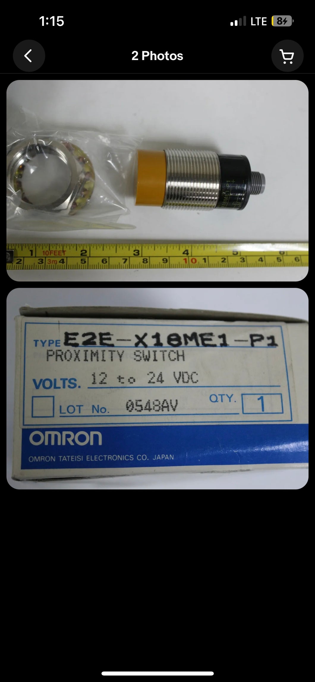 Omron E2E-X18ME1-P1 Proximity Sensor