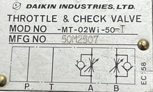Load image into Gallery viewer, Dakin Industries MT-02Wi-50-T Throttle &amp; Check Valve
