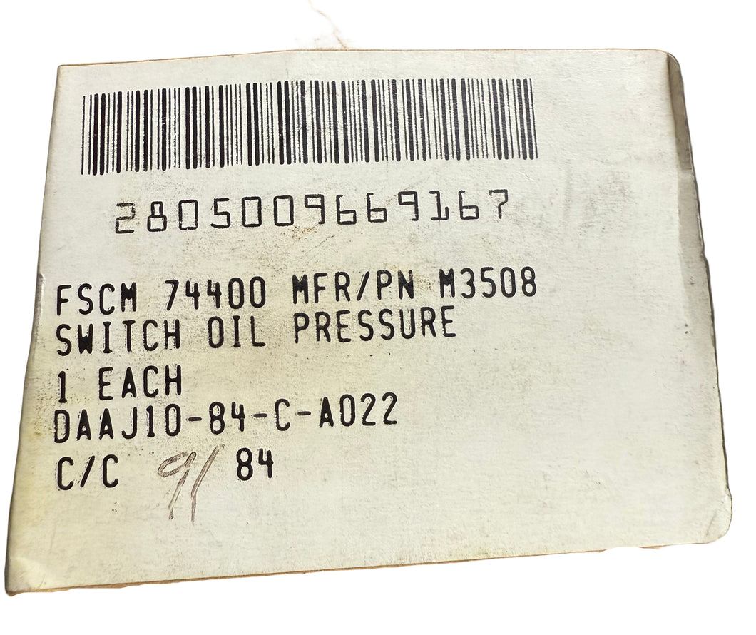 Military M3508 Switch, Oil Pressure 2805-00-966-9167