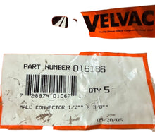 Load image into Gallery viewer, Velvac 016186 Male Connector 1/2" X 3/8" (Pack of 5)
