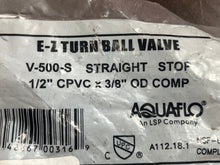 Load image into Gallery viewer, AquaFlo V-500-S E-Z Turn Mini Ball Valve 1/2" CPVC x 3/8" OD Comp
