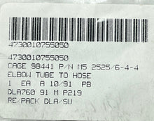 Load image into Gallery viewer, Military Standard MS52525/6-4-4 Elbow Tube to Hose 4730-01-075-5050
