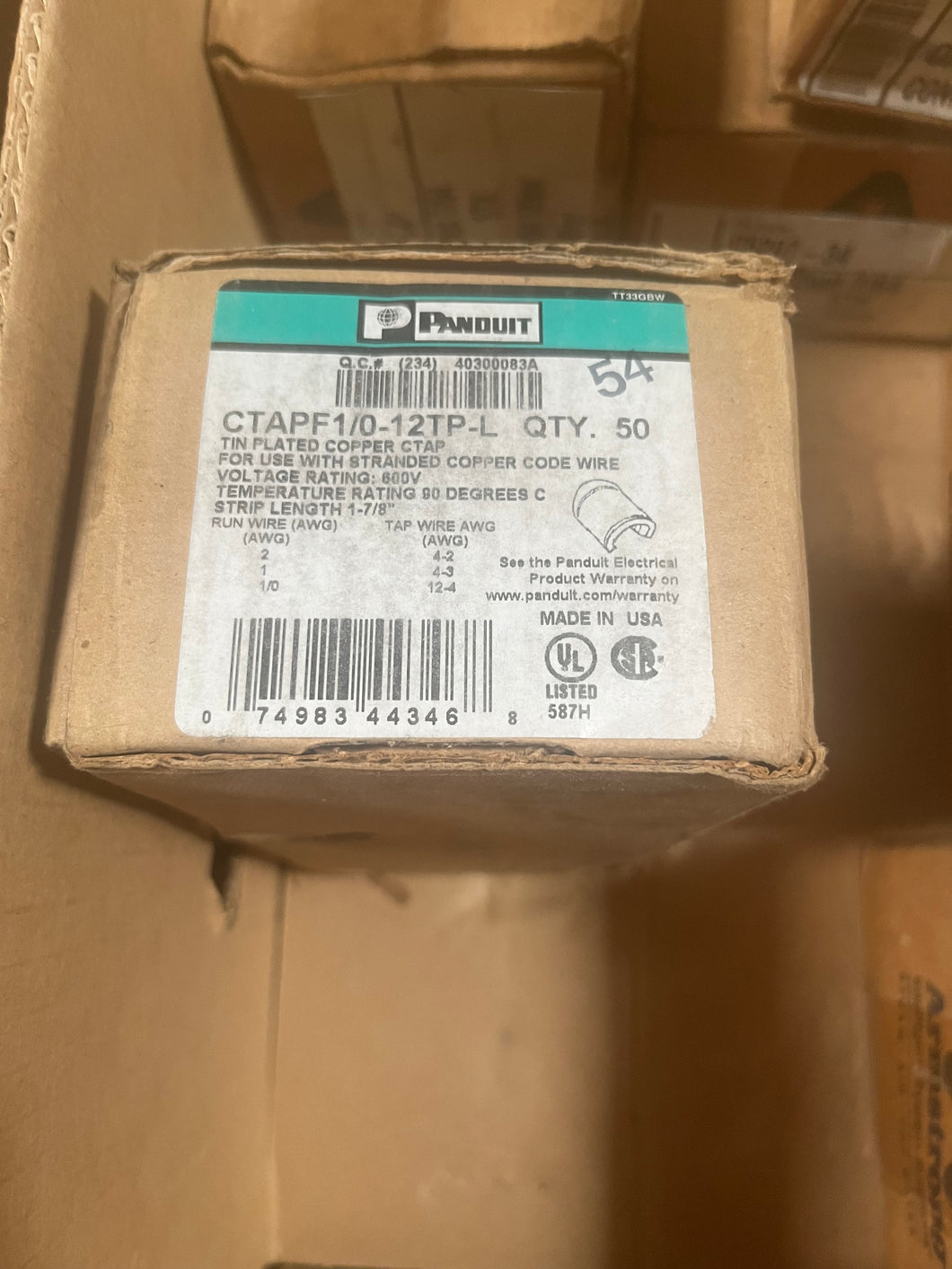 Panduit CTAPF1/0-12TP-L Copper Ctap Pack of 50