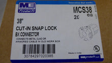 Load image into Gallery viewer, Madison Electric MCS38 Cut-In Snap Lock BX Connector 3/8&quot;
