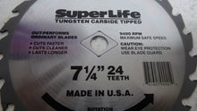 Load image into Gallery viewer, SuperLife 24-0725 Tungsten Carbide Tipped 24 Tooth 7-1/4&quot; Saw Blade
