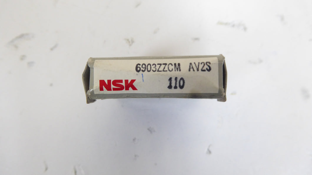 6903ZZCM-AV2S - NSK - Single Row Ball BearingBore Diameter: 17 mmOutside Diameter: 30 mmOverall Width:	7 mmClosure Type: 2 Metal ShieldsMaterial: Steel