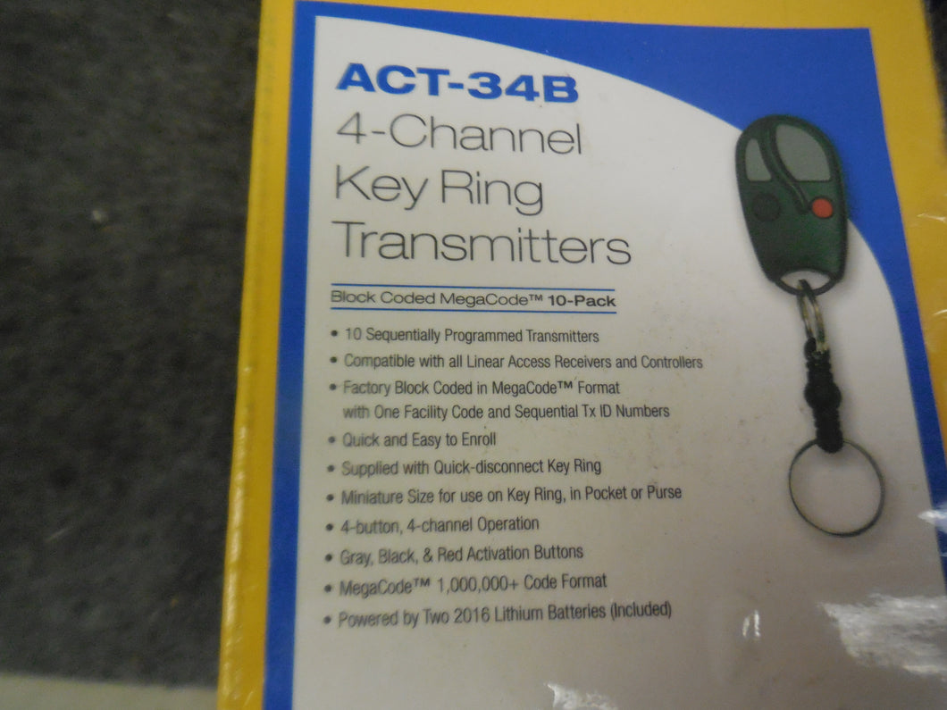 Act-34B - Linear - 4-Channel Keychain Transmitter