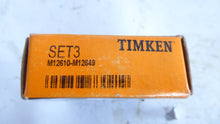 Load image into Gallery viewer, Set3 - Timken - Tapered Roller Bearing Cone &amp; CupBore Diamete: 0.84inCone Width: 0.72inCage Material: SteelBearing Material: Chrome SteelOutside Diameter: 1.96inCup Width: 0.55inSingle, Non-Flanged Cup
