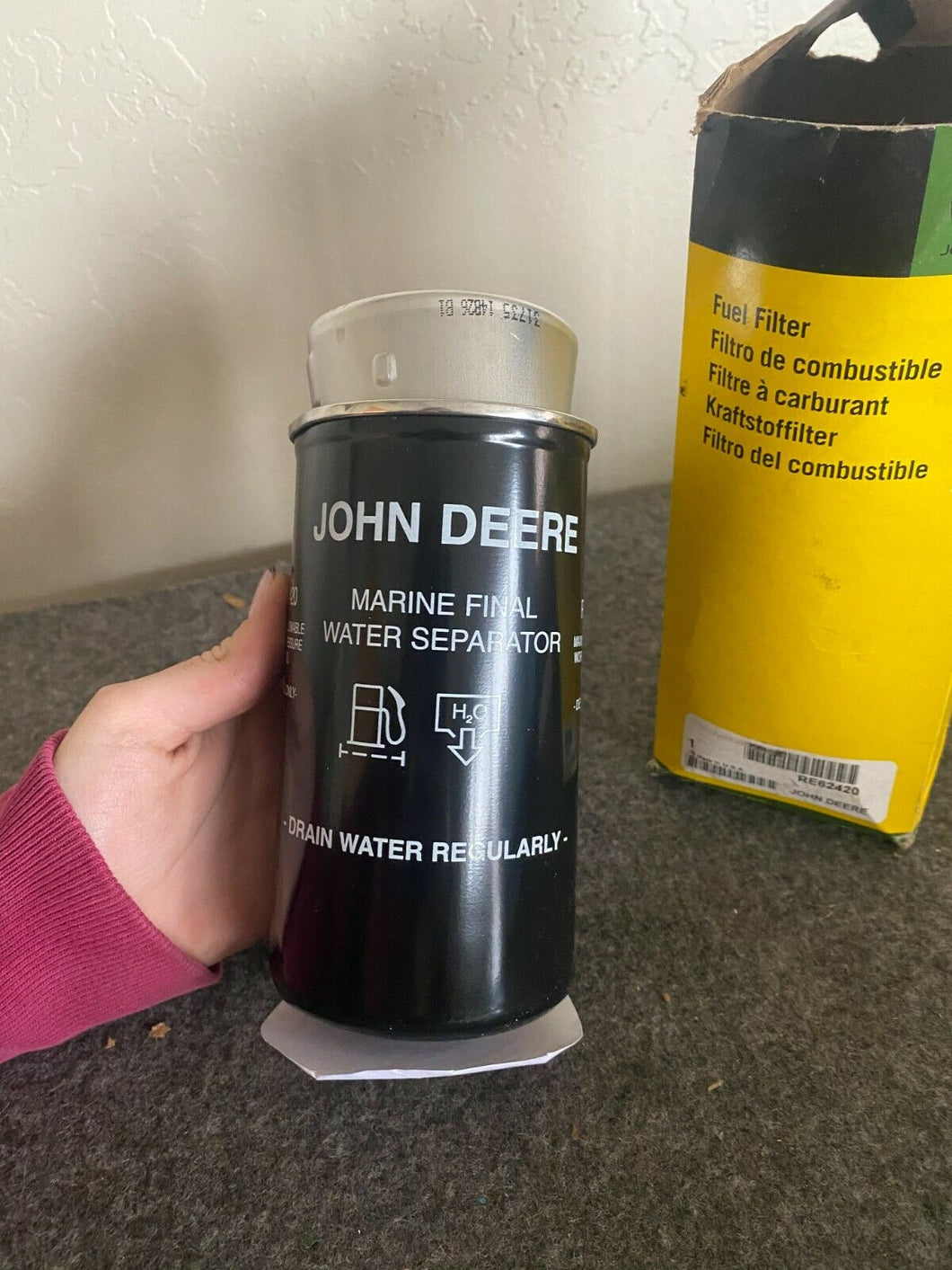 John Deere RE62420 Fuel Filter Element New Fits 4045 Marine Engine